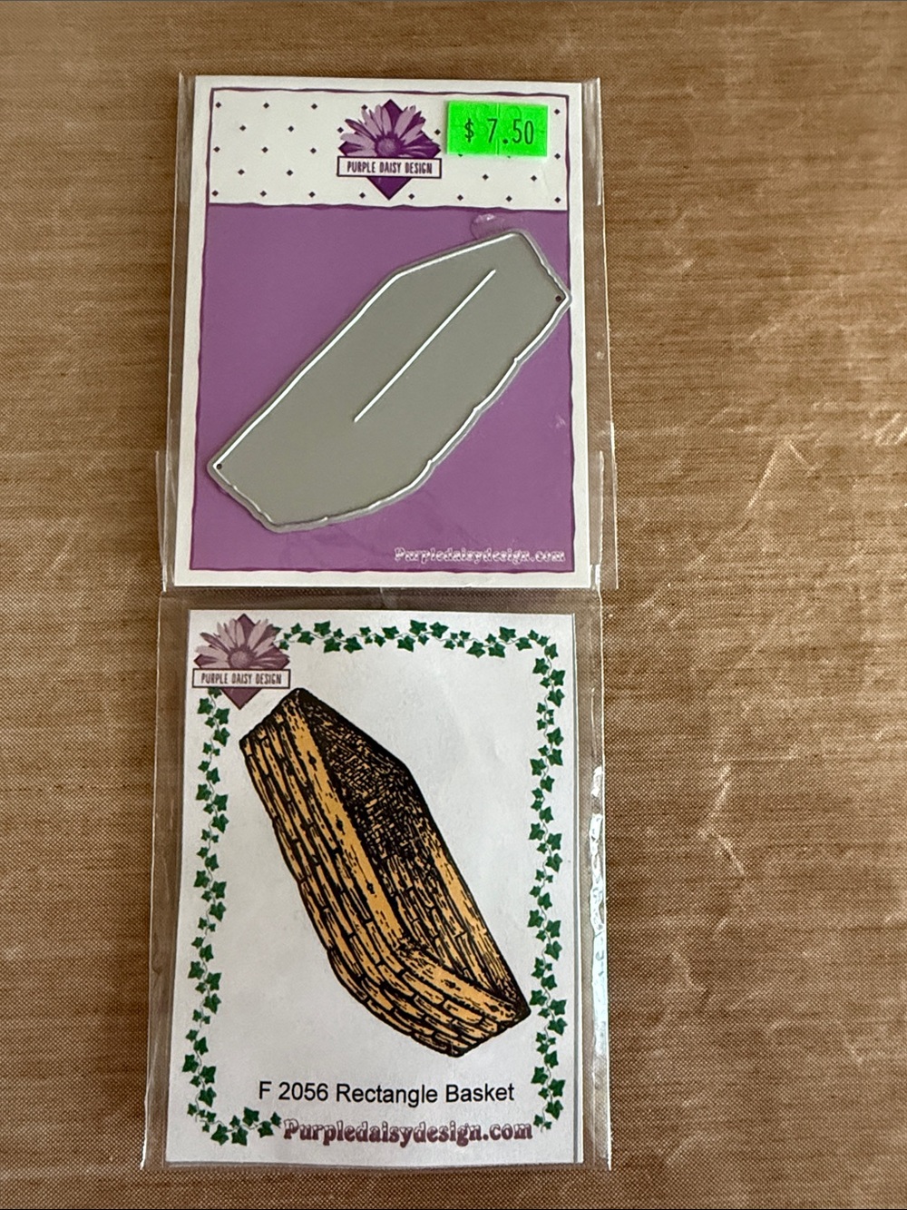 Purple Daisy Design Rectangle Basket Die Cut and Stamp Set